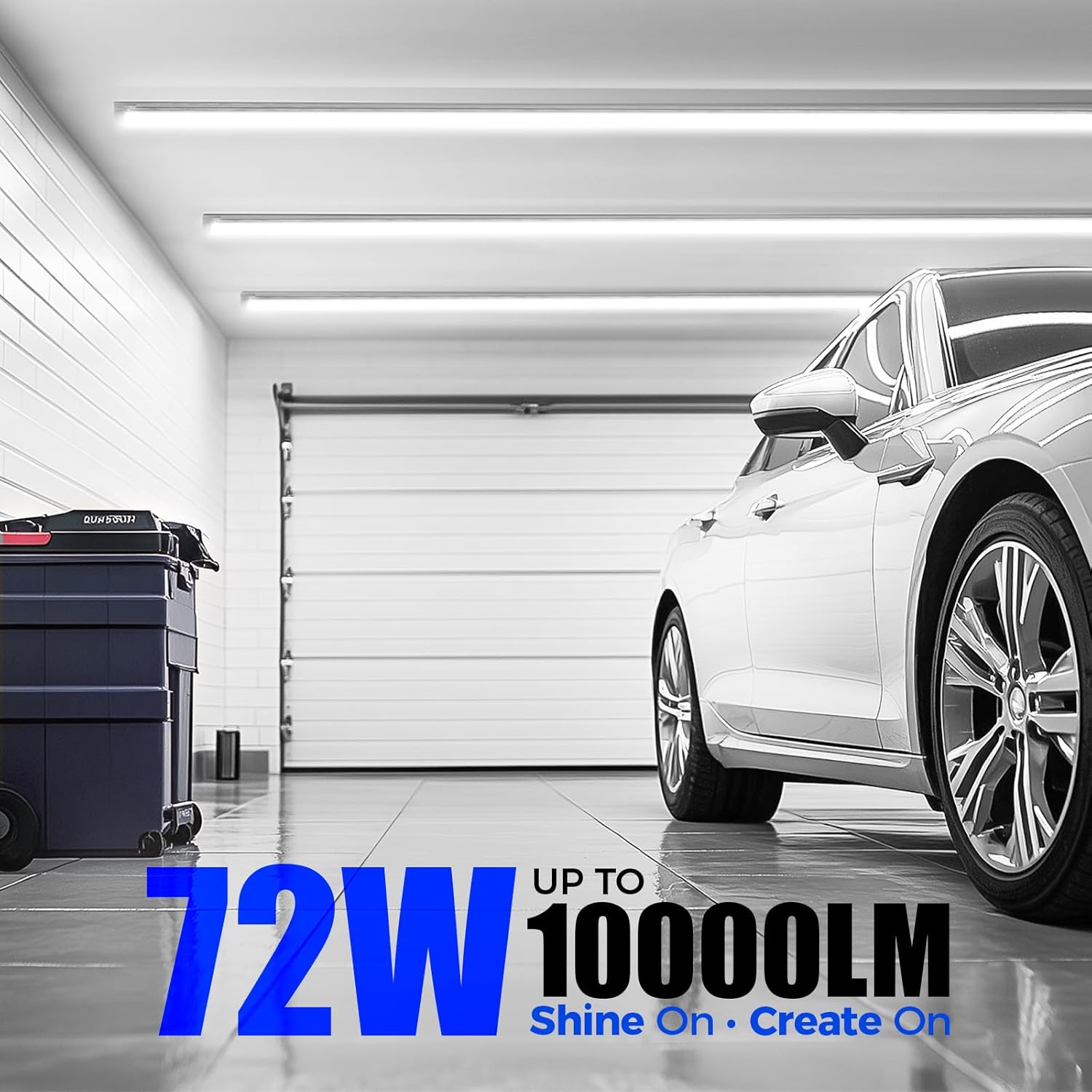 Barrina LED Shop Lights 8FT, 72W 10000LM 5000K, Daylight White, T8 LED Garage Lights, V Shape Clear Cover, High Output Tube, Linkable 8 Foot LED Strip Light for Workshop, Warehouse with Plug, 10 Packs