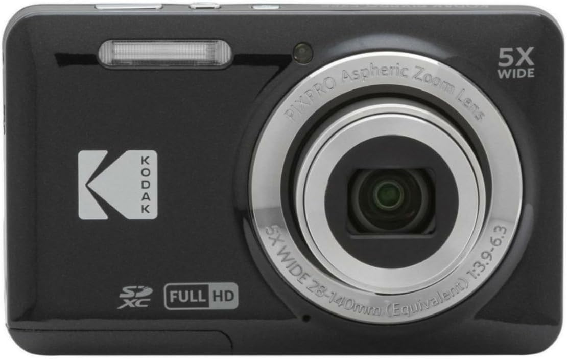Kodak PIXPRO Friendly Zoom FZ55 Digital Camera (Black) Bundle with Case for Compact Cameras, and Kodak 32GB Class 10 UHS-I U1 SDHC Memory Card (3 Items)
