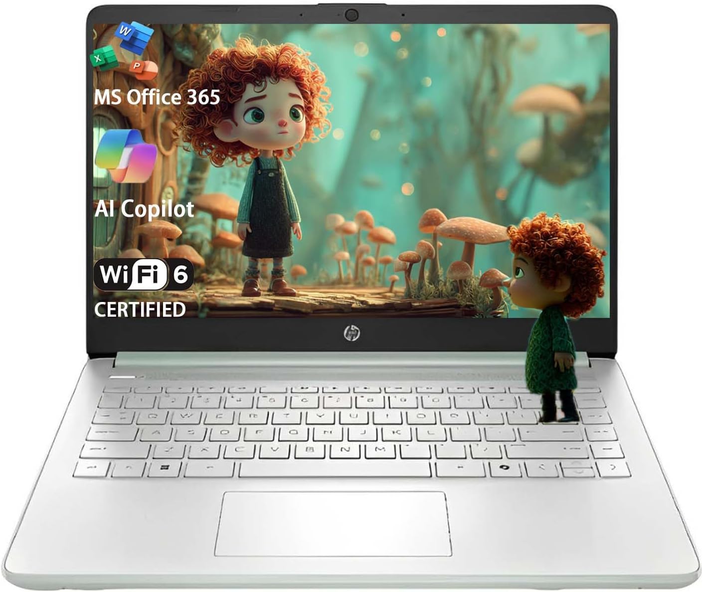 HP Stream 14 Student Business Laptop, Microsoft Office 365, Copilot AI, 8GB RAM, 128GB UFS, Intel N150 Processor(Quad-core), Willow Green, Windows 11 Home, with 5ave Kit