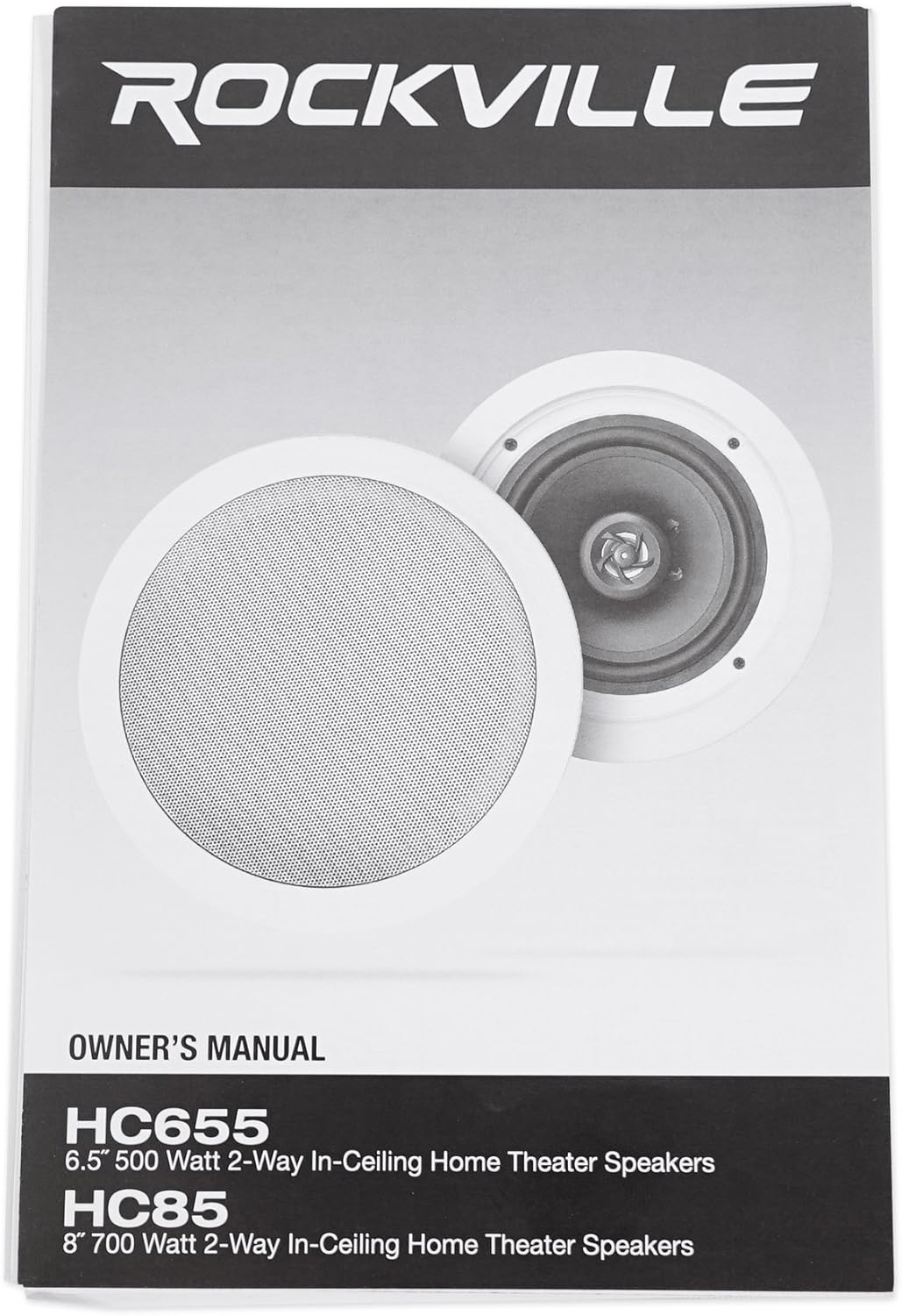 Rockville HC85 700W 8" in-Ceiling Home Theater Speakers 8 Ohm, Paintable Grills, Swivel Tweeter, Deep Bass, for Home Theater and Whole-House Audio, 6-Piece