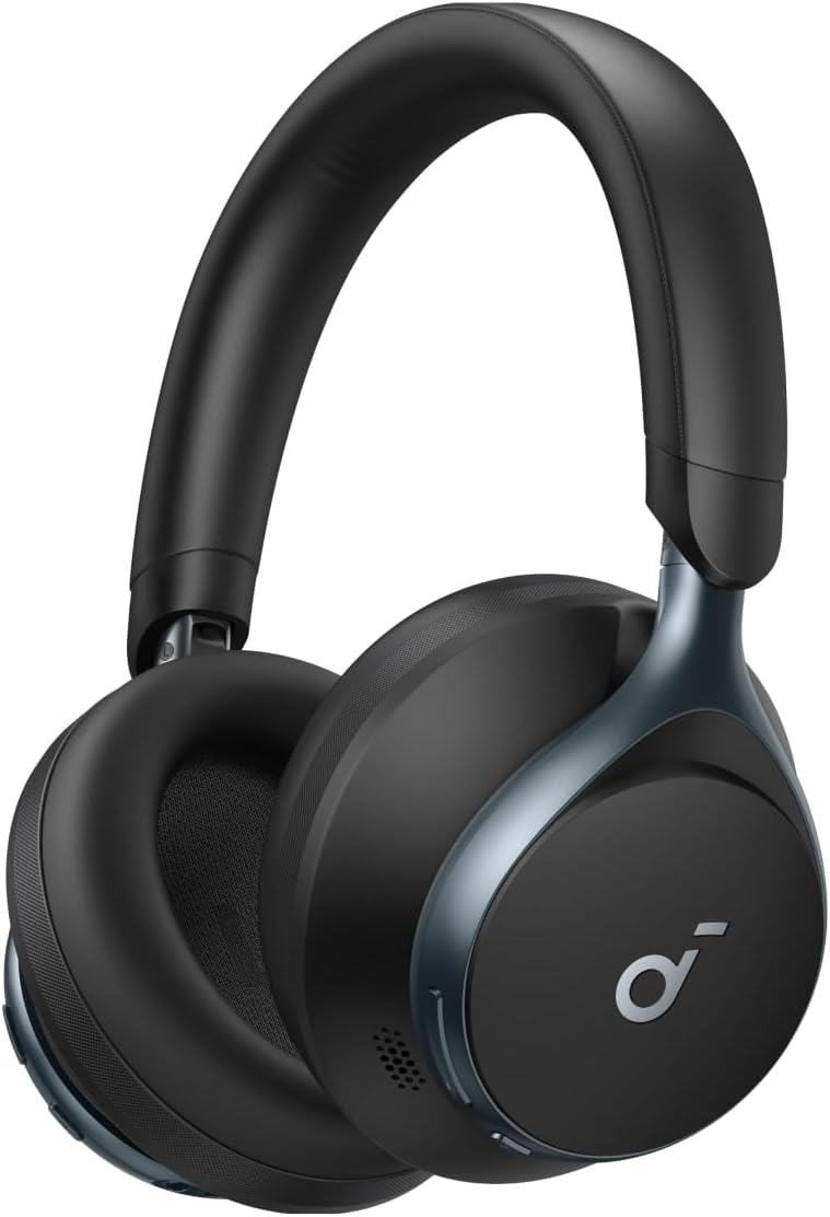 Soundcore by Anker, Space One, Active Noise Cancelling Headphones, 2X Stronger Voice Reduction, 40H ANC Playtime, LDAC Hi-Res Wireless Audio, Comfortable Fit, Clear Calls, Bluetooth 5.3 (Abyss Black)