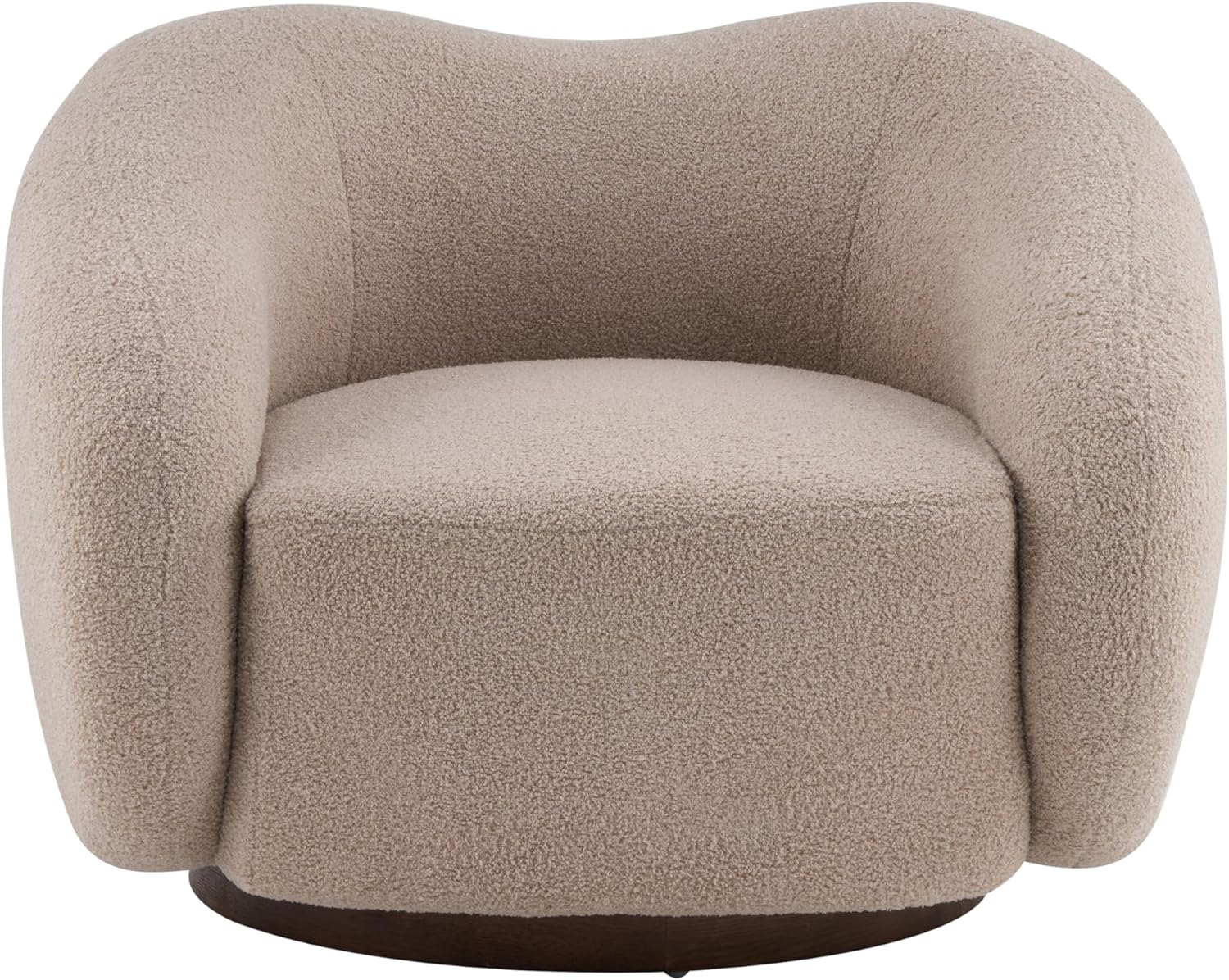 Christopher Knight Home Beckie Boucle Upholstered 360° Swivel Accent Chair, Living Room Barrel Swivel Chair with Wooden Base, Modern Club Chair with Rotation, Light Brown