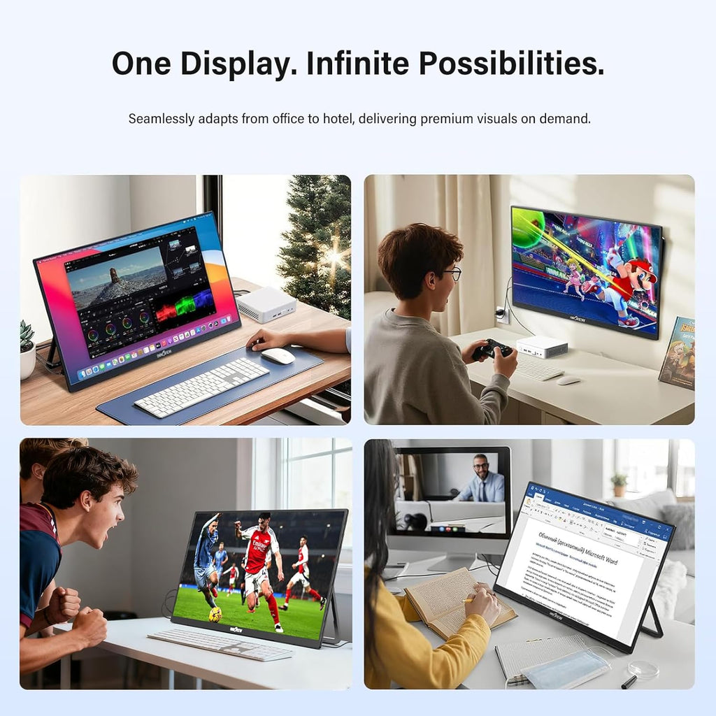 InnoView Large Portable Monitor 23.8inch FHD 1080P 144Hz USB-C, HDMI Computer Display HDR 100% sRGB IPS Gaming Monitor W/180°Adjustable DC Eyes Care Stand for Laptop PC MAC Phone PS4 Xbox Switch