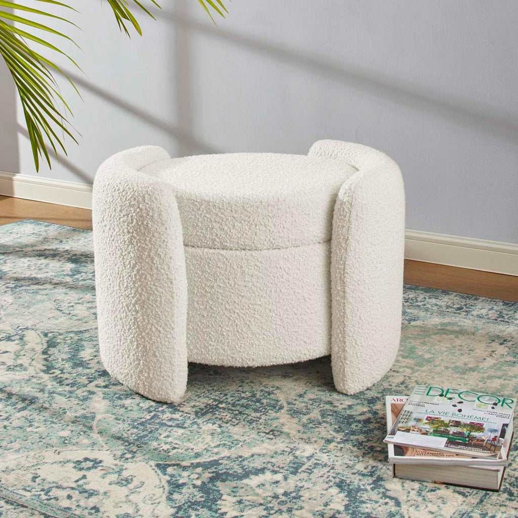 Modway EEI-5561-IVO Nebula Boucle Upholstered Upholstered Ottoman, Ivory