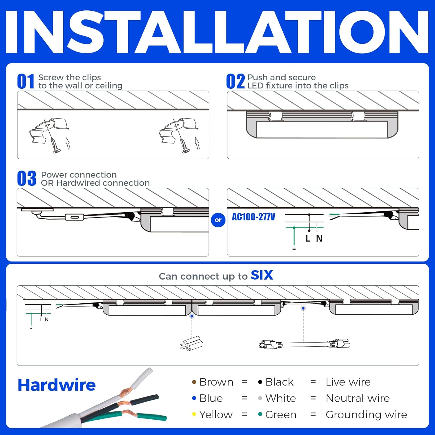 Barrina LED Shop Lights 4FT, 40W 5500LM 5000K Daylight White, T8 LED Garage Lights, V Shape, Clear Cover, High Output Tube, Linkable 4 Foot LED Strip Light for Workshop, Warehouse with Plug, 10 Packs