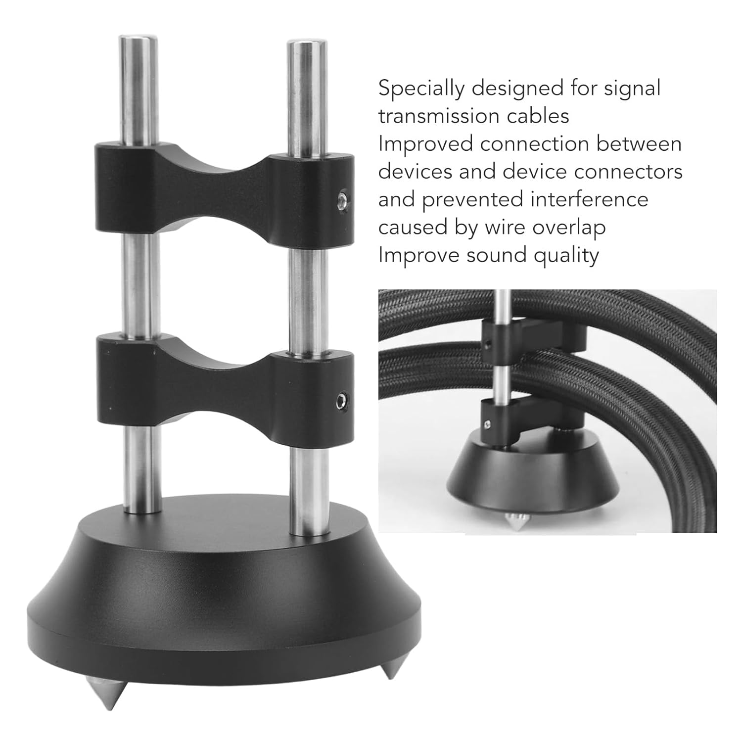 HiFi Cable Lifting Stand, Aluminum Alloy Vibration Isolation Cable Organizer Rack, Anti-Slip Wire Lift for Speaker, Amplifier, CD and DVD Player