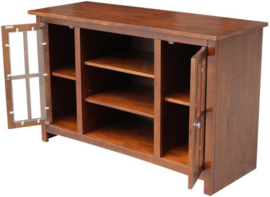 Solid Wood Entertainment / TV Stand with 2 Doors - 48", Espresso