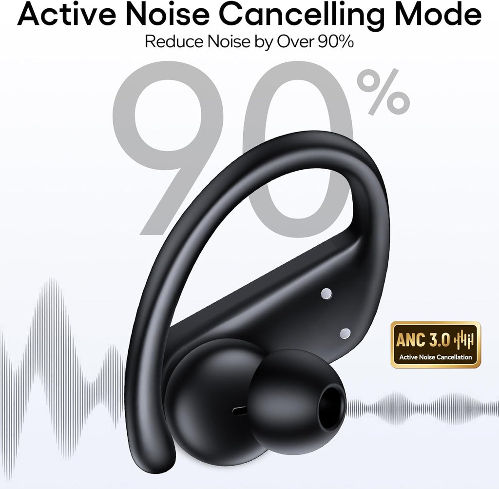 Hybrid Active Noise Cancelling Wireless Ear Buds 80 Hrs Playtime Hi-Res Stereo Quality Bluetooth Earbuds with Transparency Mode Headphones Bluetooth Earhooks ANC Earphones for Work Sports Travel