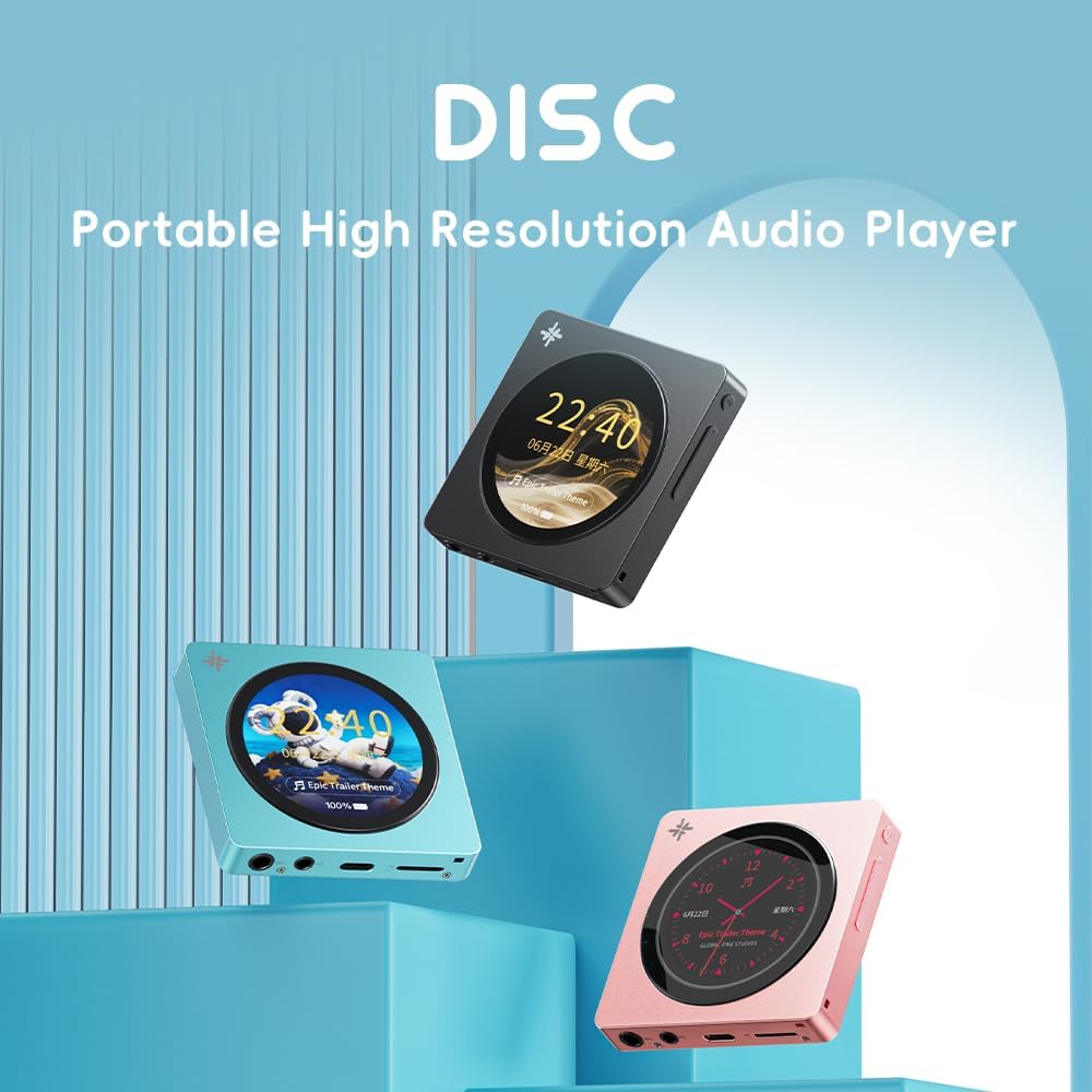FIIO DISC Portable HiFi Music Player, Dual DAC Digital Audio Player with 3.5mm & 4.4mm Outputs, Bluetooth 5.4 LDAC,Touchscreen (Black)