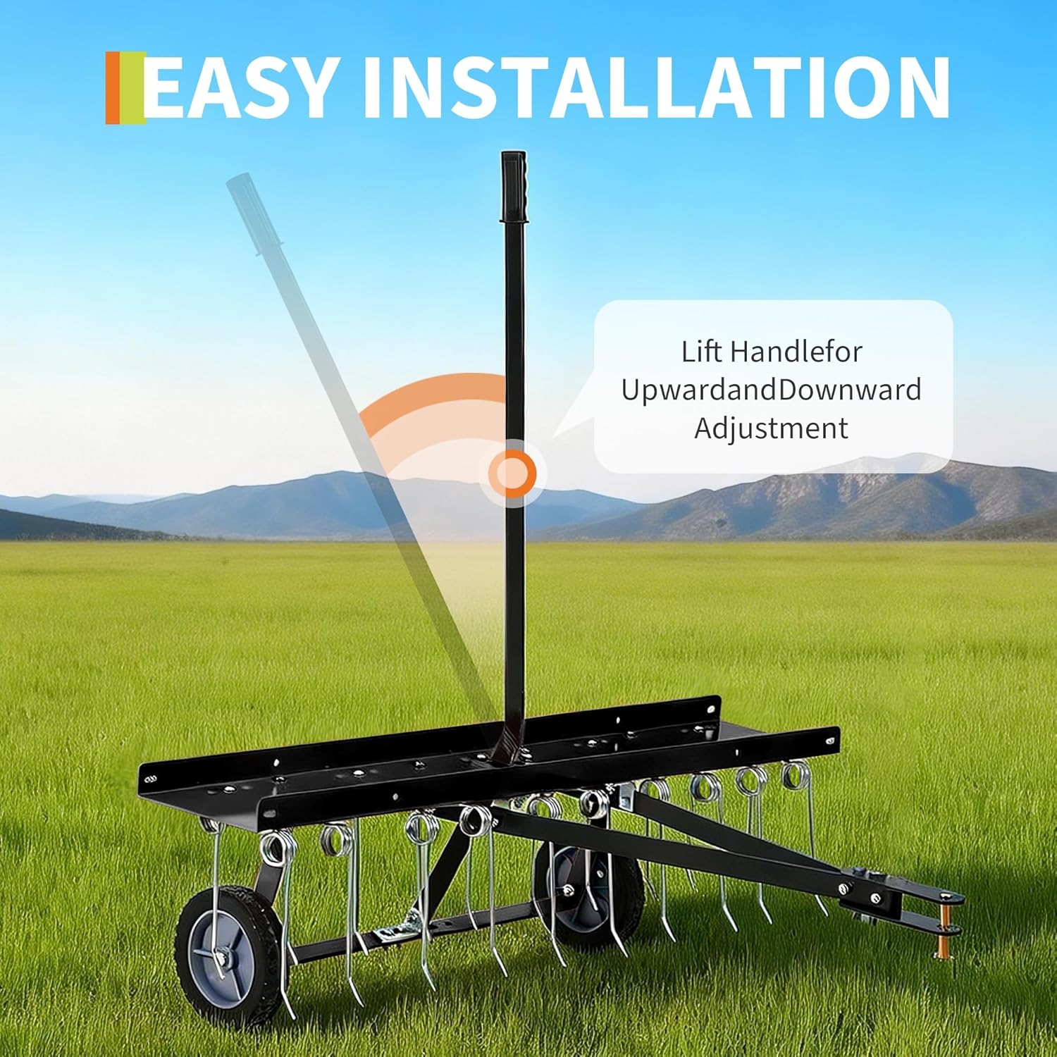 Heavy Duty Lawn Dethatcher Rake, 2-in-1 Handheld Grass Scarifier & Leaf Collector for Garden Yard Lawn Care