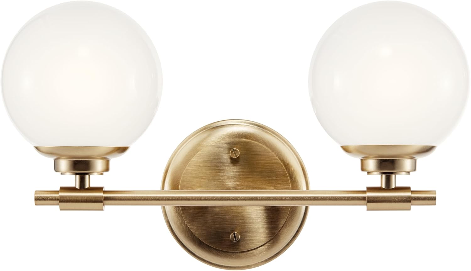 Kichler Benno 2-Light Bathroom Vanity Light Fixture, Modern Wall Mount Light with Opal Glass in Champagne Bronze for Bathroom or Powder Room (9.75" x 14.75"), 55171CPZ