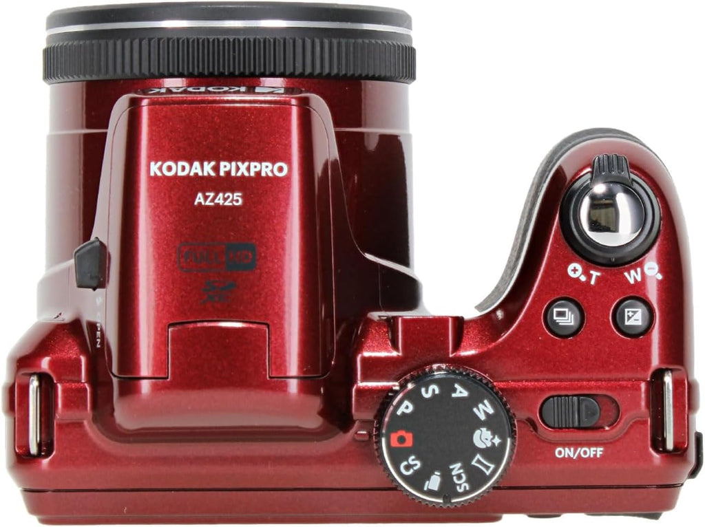 Kodak PIXPRO AZ425 Digital Camera (Red) | 20MP Sensor, 42x Optical Zoom, 24mm Wide-Angle Lens & Optical Image Stabilization | Great for Travel & Everyday Photos (AZ425RD) + 32GB Card + Bag + Cloth