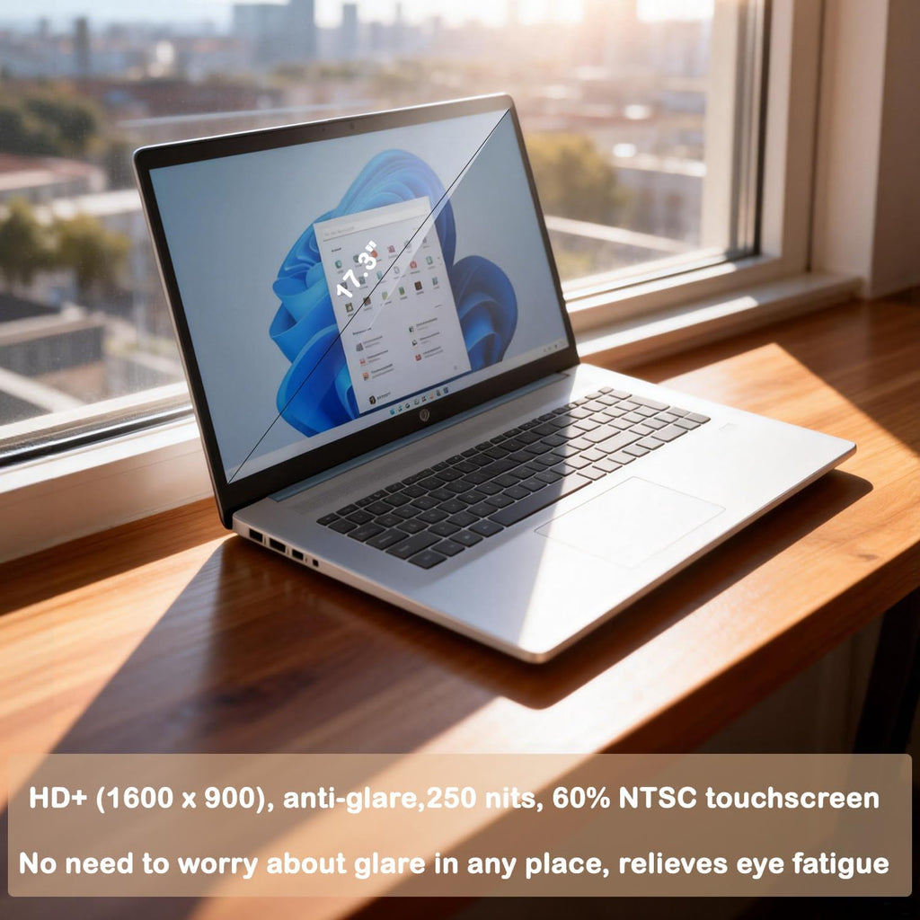 HP 17.3” Laptop Computer for Business & Home, Anti-Glare Touchscreen Laptop with AMD Ryzen 5 7430U Processor, 8GB DDR4, 512GB SSD, Backlit Keyboard, Fingerprint Reader, Webcam, Windows 11 Home, Blue