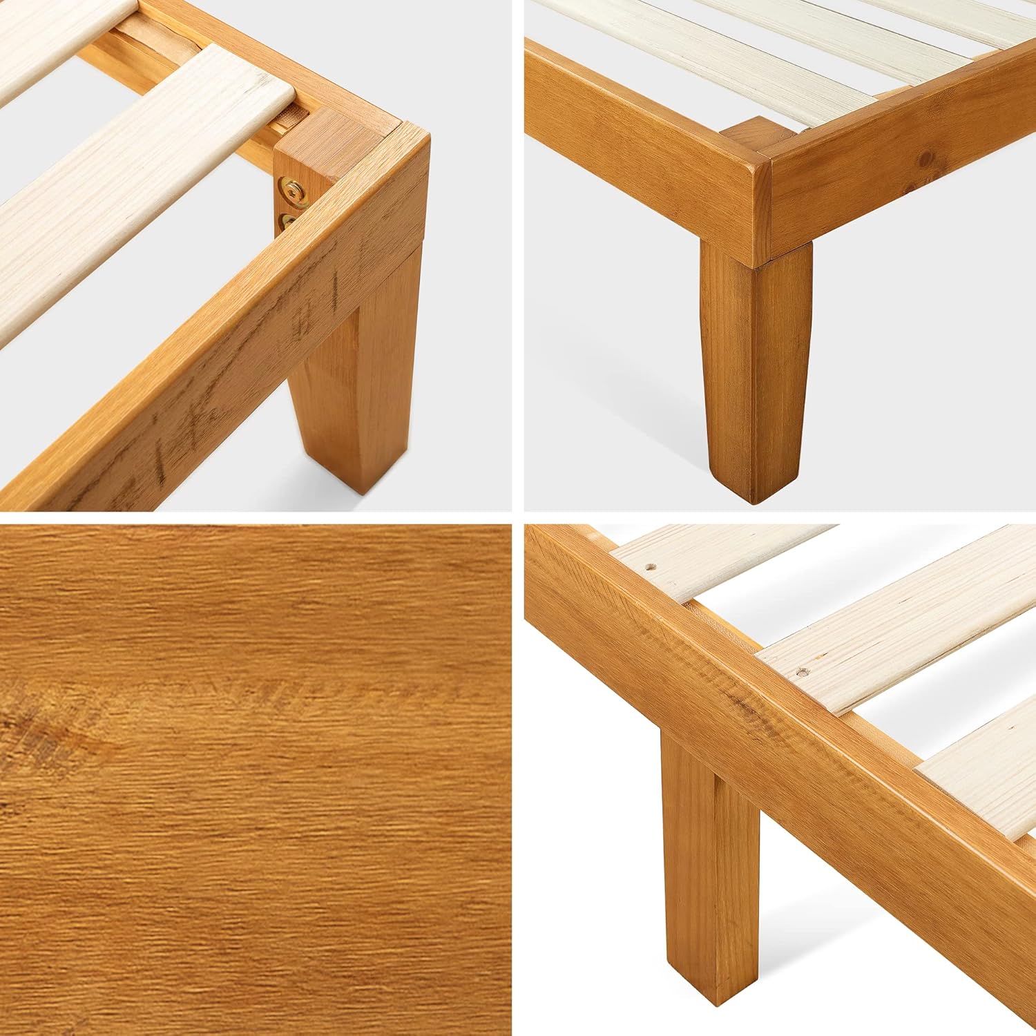 Zinus Alexia Wood Platform Bed Frame with headboard, Solid Wood Foundation with Wood Slat Support, No Box Spring Needed, Easy Assembly, Rustic Pine, King