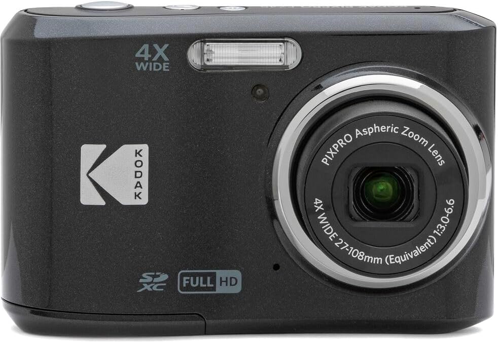 KODAK Pixpro FZ45 Digital Camera Bundle, Includes: SanDisk 64GB SDXC Memory Card, Spare Batteries and Card Reader (4 Items) (Black)