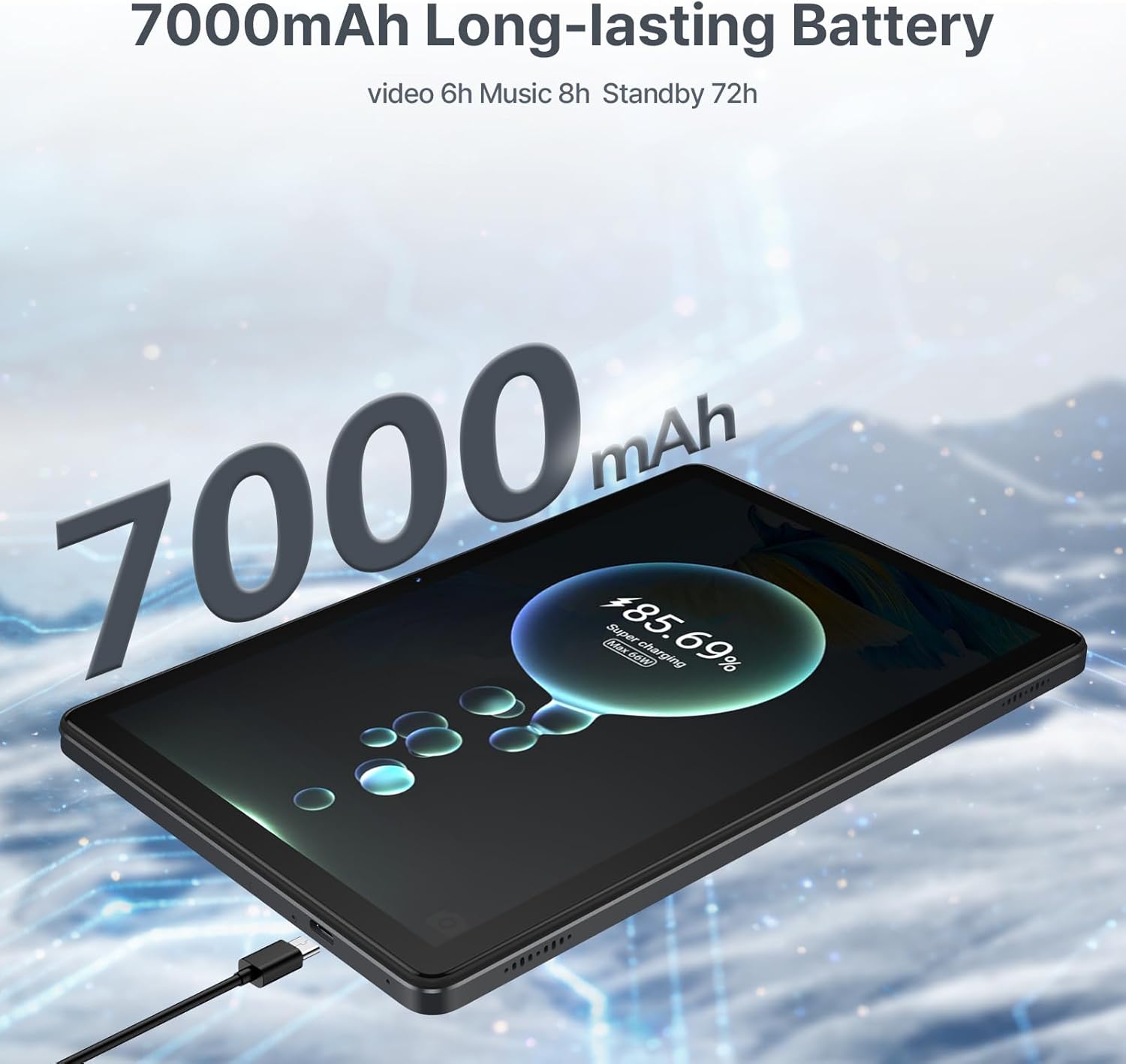 Tablet 10.1 Inch, Android 16 Tablet with 12GB RAM 64GB ROM (TF 2TB), Octa-Core Processor, 5G WiFi Tablets, 7000mAh Battery, GPS, Google Gemini AI Tablet, Tablets for Adults Students Kids 2026 Upgraded