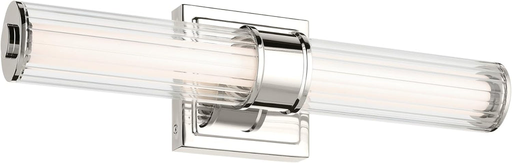 Kichler Laurene 18.5" LED Linear Bath Bar Vanity Light Fixture with Clear Fluted Glass in Polished Nickel for Bathroom Over Mirror (18.5" x 5" x 4.25") 55195PNLED