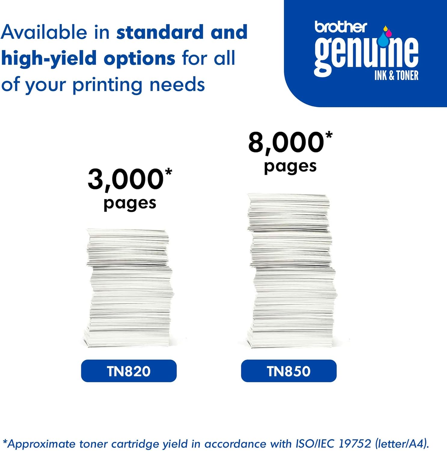 Brother Genuine High Yield Toner Cartridge, TN850, Replacement Black Toner, Page Yield Up to 8, 000 Pages, Amazon Dash Replenishment Cartridge