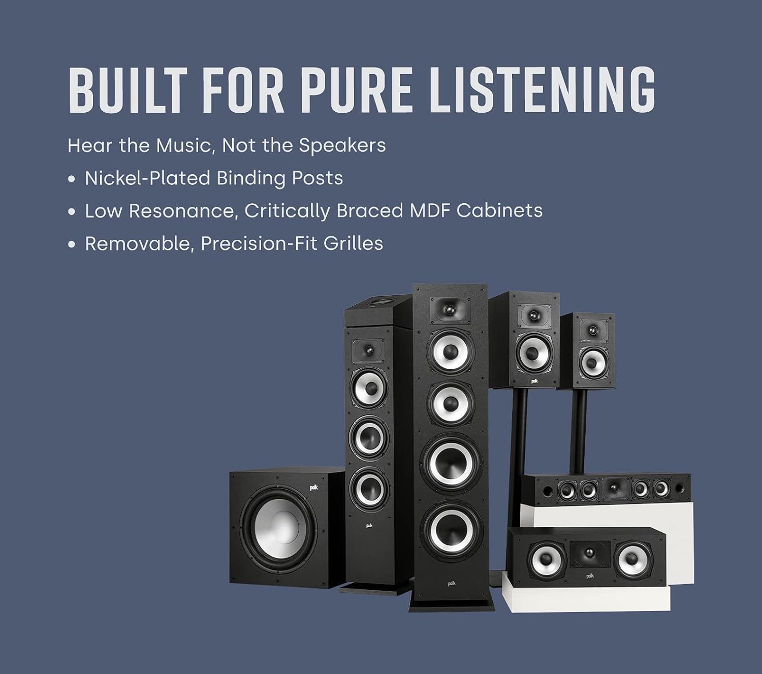 Polk Monitor XT60 Tower Speaker - Hi-Res Audio Certified, Dolby Atmos, DTS:X & Auro 3D Compatible, 1" Tweeter, 6.5" Dynamically Balanced Woofer, (2) 6.5" Passive Radiators (Single, Midnight Black)
