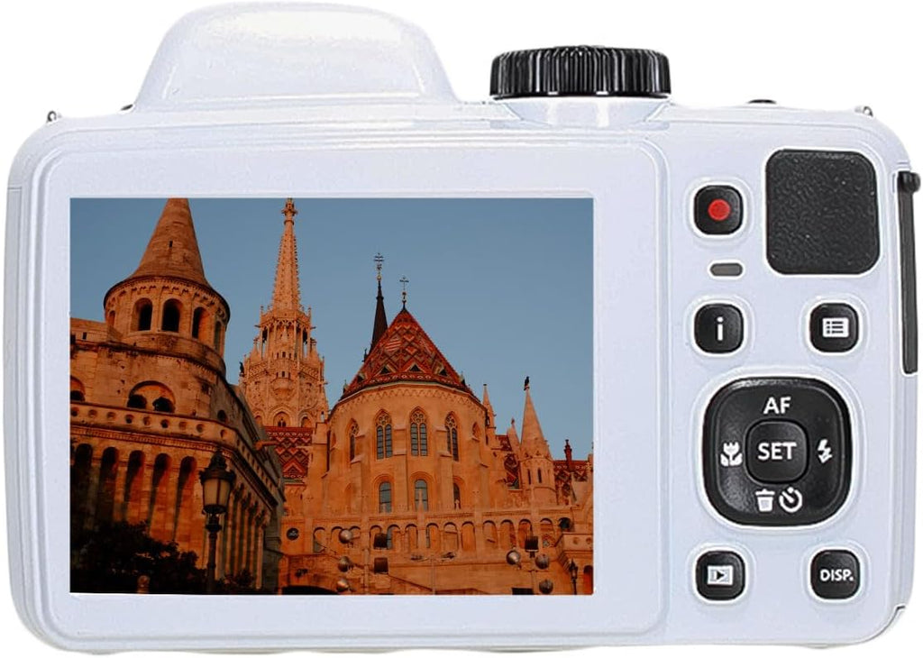 Kodak PIXPRO AZ425 20MP Vlogging Digital Camera (White) 42X Optical Zoom, 24mm Wide Angle Lens Bundle with 32GB Memory Card + Vlogger Tripod + Bag + More Vlog Accessories