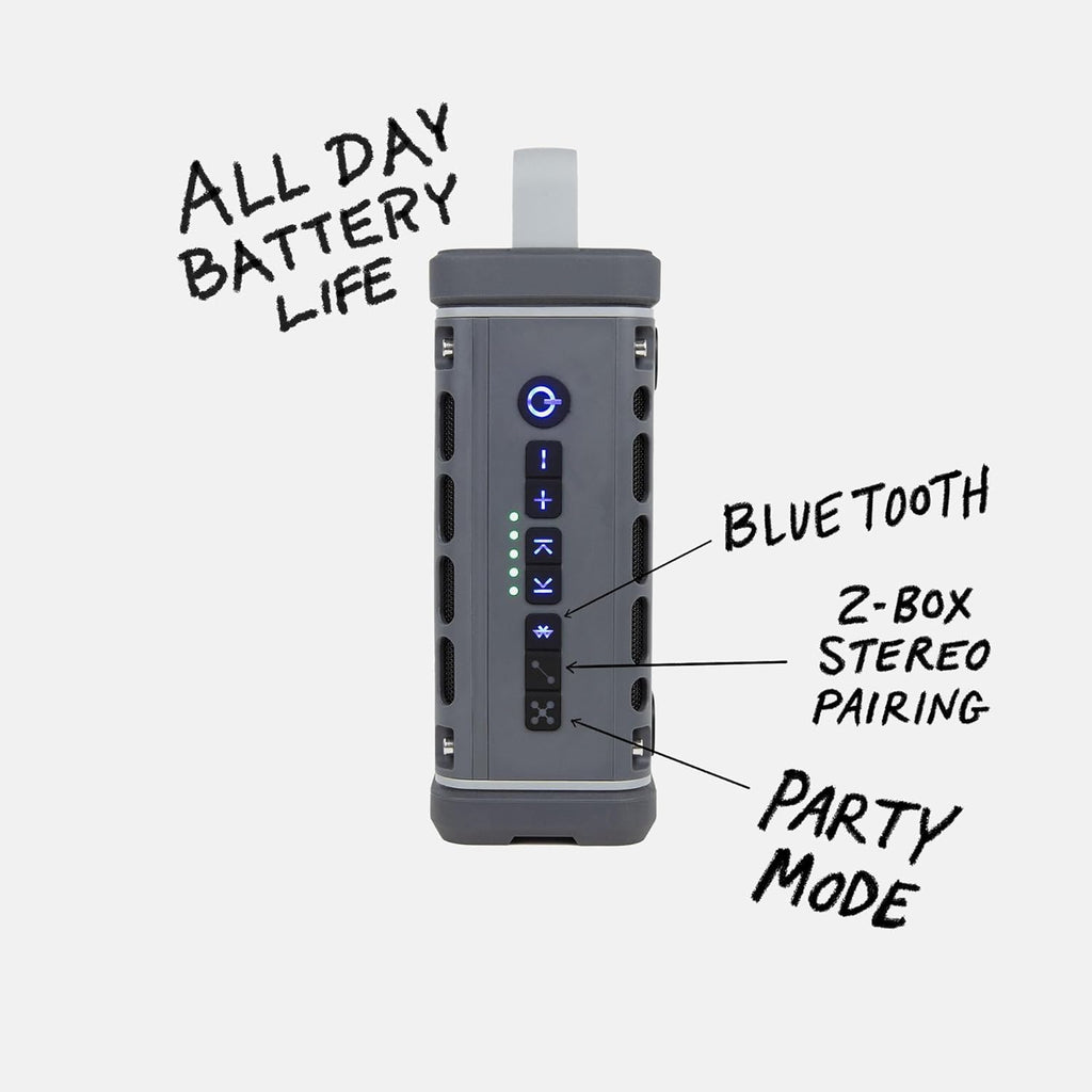 Turtlebox Ranger: Loud! Outdoor Portable Bluetooth 5.4 Speaker | Rugged, Waterproof, Ultra-Portable | Plays to 105db, Deep Bass, Shockproof, Unlimited Pairing for Full Stereo Experience, Gray