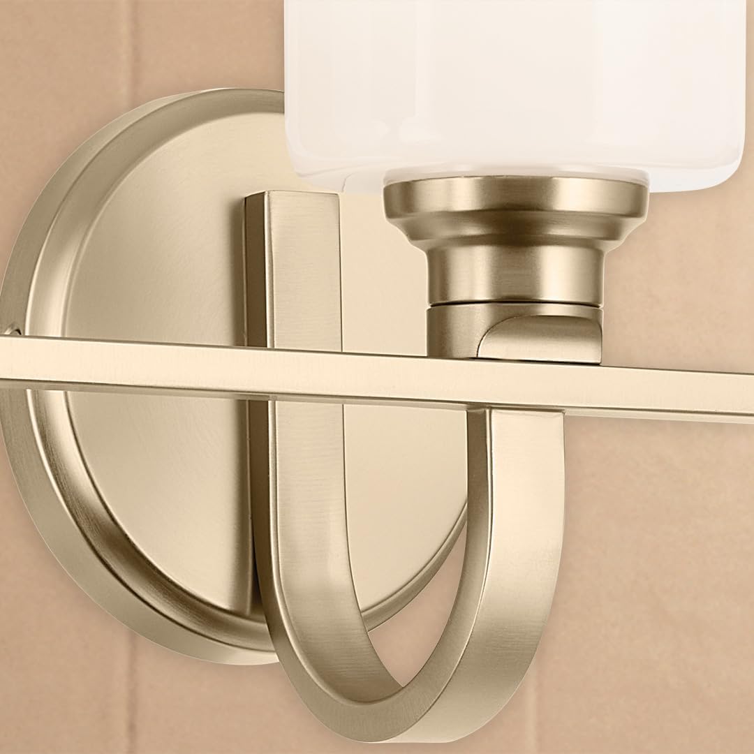 Kichler Gioe 24.25" 3-Light Bathroom Vanity Light Fixture with Opal Glass in Champagne Bronze, Damp Rated for Bathroom, Powder Room, Over Mirror (24.25" W x 10.5" H), 55226CPZ