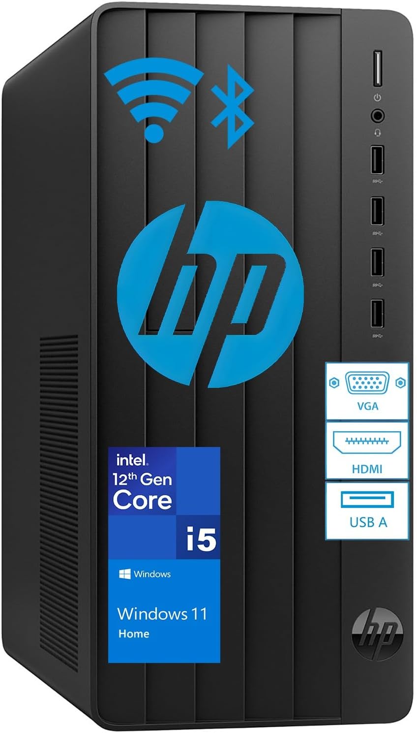 HP Desktop Computer Tower PC - Intel i5-12500T 6-Core, 32GB DDR4 RAM, 1TB PCIe SSD, Windows 11 Home, WiFi, Bluetooth, HDMI, Business Ready with Keyboard Mouse, Jet Black