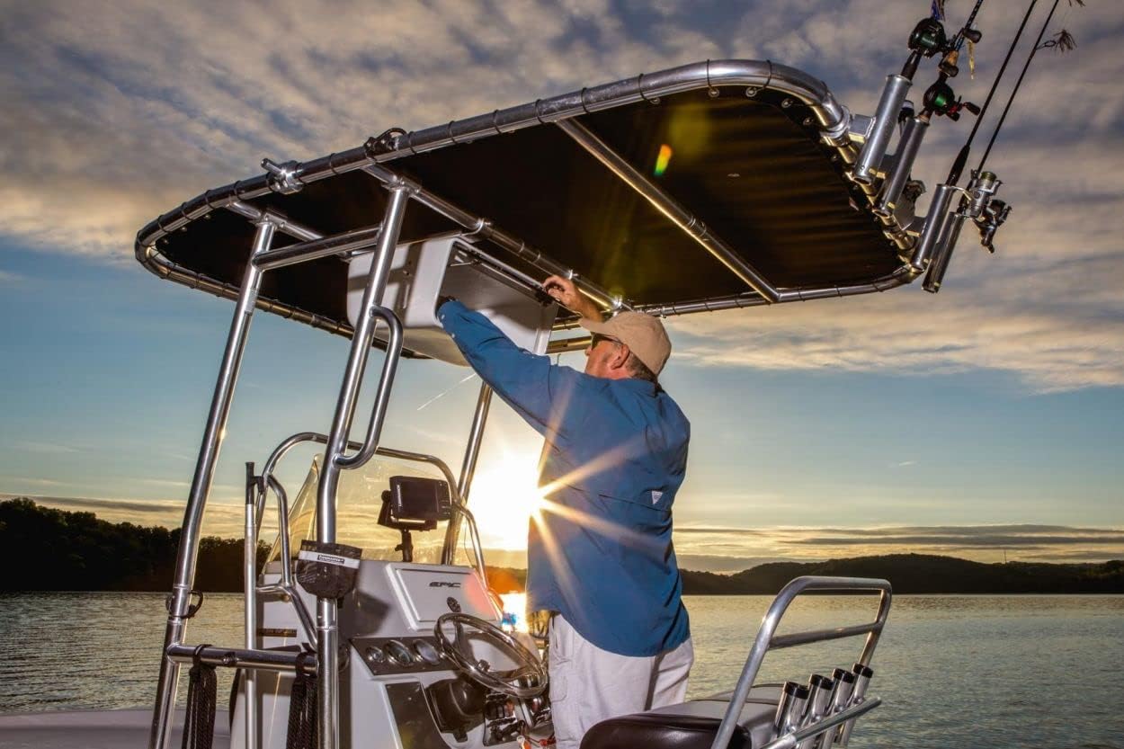 Fishmaster T-Top Electronic Box for Center Console Boats - Marine Grade, Water-Resistant Storage, Lock, Powder Coated White Mounting Brackets Included