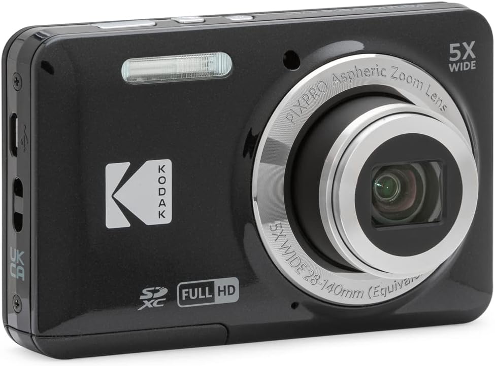 Kodak FZ55BK PIXPRO FZ55 Digital Camera Black Bundle with Lexar 64GB High-Performance 800x UHS-I SDHC Memory Card Blue Series