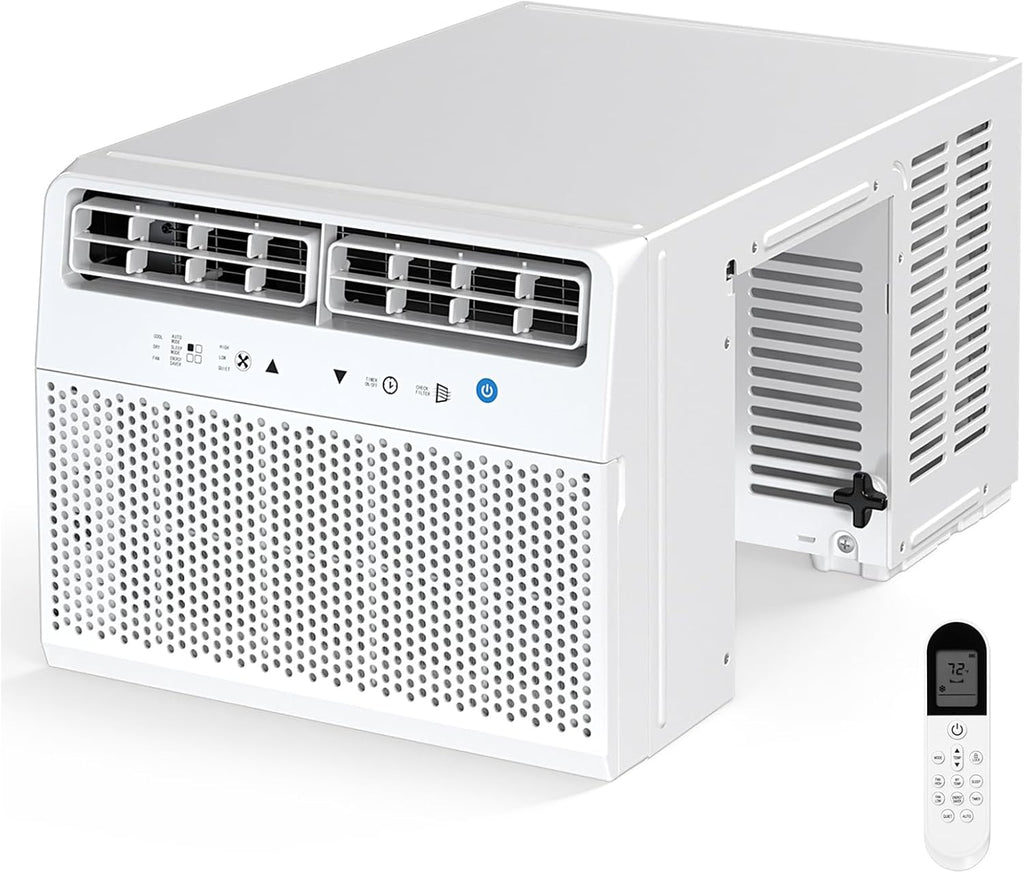 12,000 BTU U-Shaped Window Air Conditioner, Window AC Unit with Dehumidifier, Cools Up to 550 Sq. Ft for Large Rooms, Saddle AC Unit with Full Window View, 4 Fan Speeds, 24H Timer, Sleep Mode