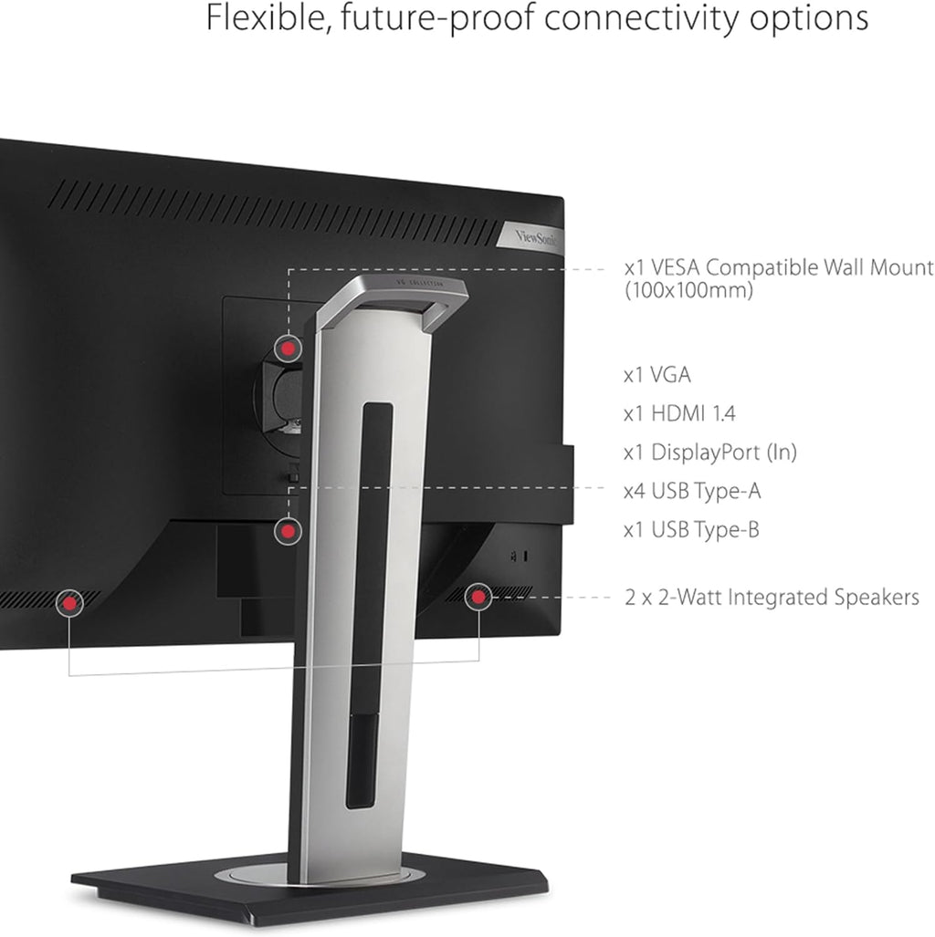ViewSonic VG2448A 24 Inch 1080p Monitor, IPS Display with Ultra-Thin Bezels for Smooth Home and Office Productivity, Advanced Ergonomics, HDMI, DisplayPort, USB, and VGA Inputs