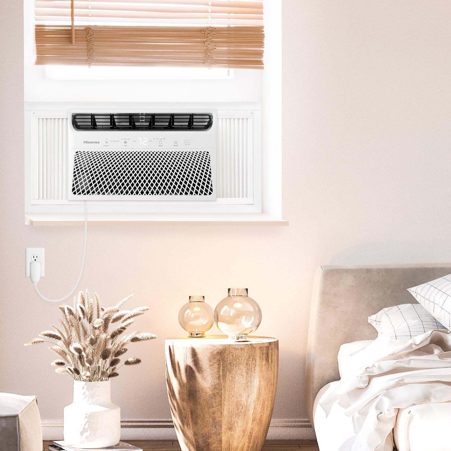 Hisense 8,000 BTU Smart Window Inverter Air Conditioner with Quiet, High Efficiency Operation and Wi-fi Control, 115V, Window AC Unit for Apartment, Bedroom, Medium Rooms up to 350 Sq. Ft. in White