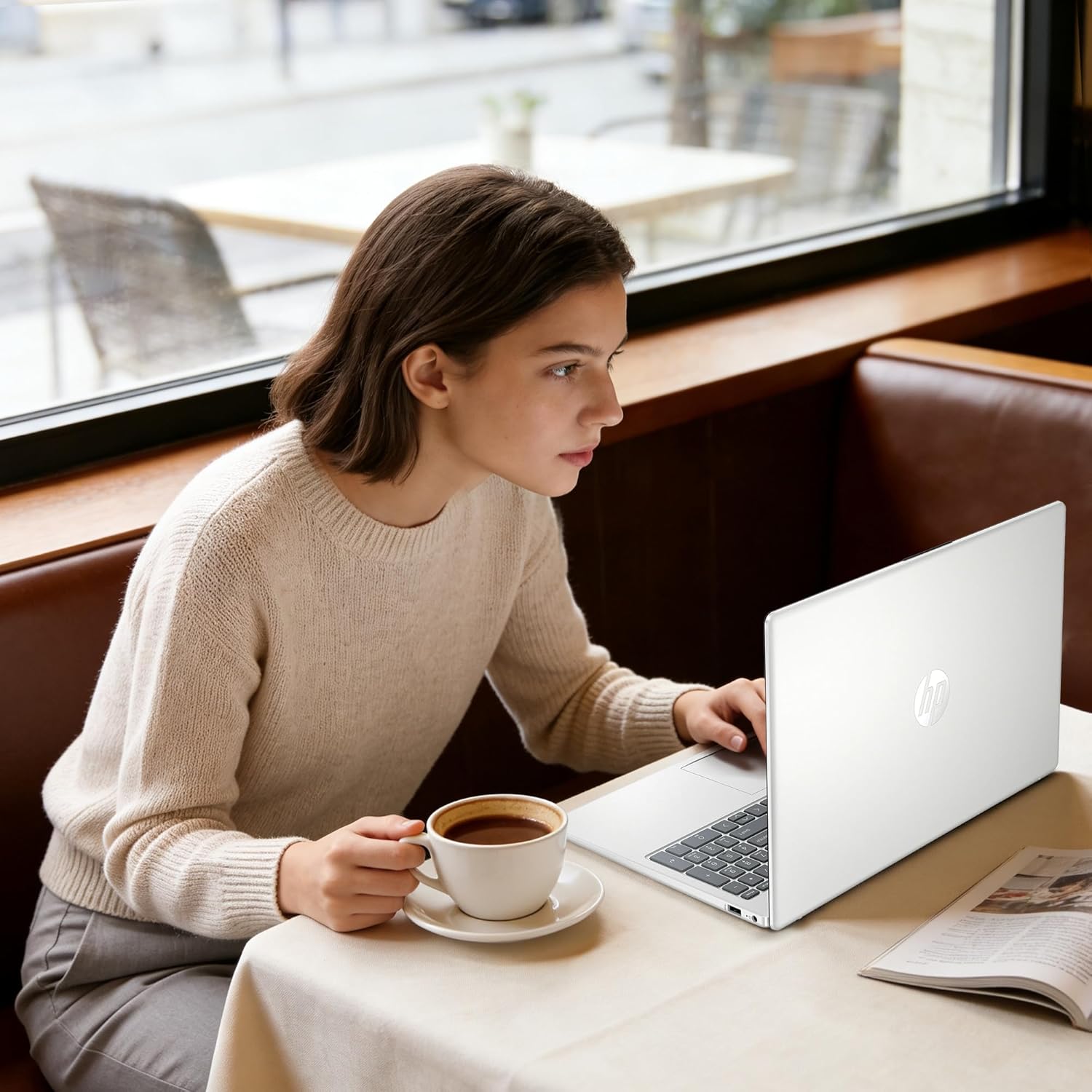 HP 15.6" Laptop – Complete Productivity Solution, Windows 11 with Microsoft Office, Intel 4 Core N100, 8GB RAM, 128GB UFS, 512GB SD Card, Copilot AI, Lightweight – Silver