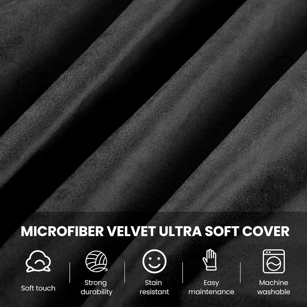 Memory Foam Bean Bag Chair, Oversized Sofa for Adults, Teens & Kids, Removable Velvet Cover, Ultra Comfortable for Gaming, Bedroom, Living Room, or Dorm(Black, 4ft w/Footstool)