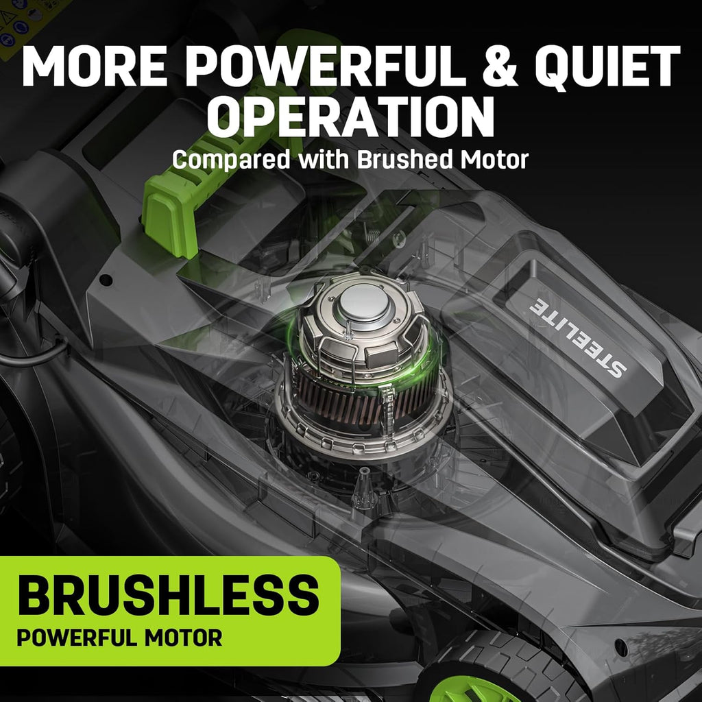 STEELITE 40V 17" Electric Lawn Mower & 12" String Trimmer & 500CFM Leaf Blower Combo Set, 3-in-1 Yard Care Kit with 3x4.0Ah Batteries & Dual Chargers