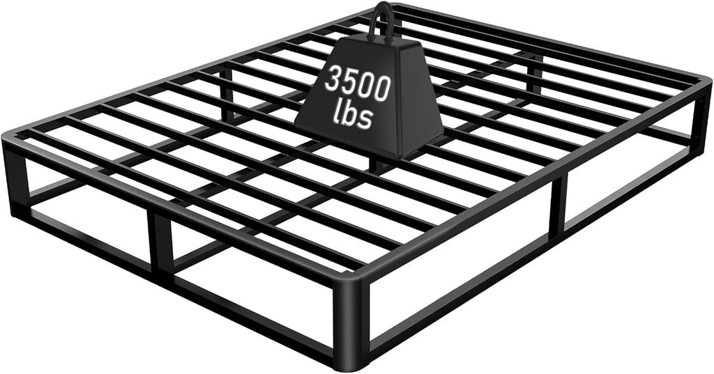 Firpeesy Upgrade Anti Bending and Round Corner Legs 10 inch Metal Queen Bed Frame 3500 LBS Heavy Steel Slats Support Platform Bed Frames No Box Spring Needed Platform Noise Free Easy Assembly