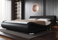 Allewie Queen Size Bed Frame with Ergonomic & Adjustable Headboard, Low Profile Modern Upholstered Platform Sleigh Design - Easy Assembly, No Box Spring Required, Black