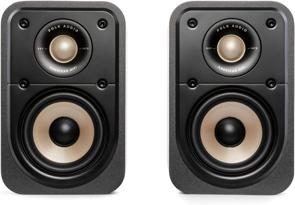 Polk Signature Elite ES10 Surround Sound Speakers - Hi-Res Audio Certified, Dolby Atmos & DTS:X Compatible, 1" Tweeter & 4" Woofer, Power Port Technology for Bass (Pair, Stunning Black)