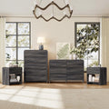 Modern 4-Piece Bedroom Furniture Set with 5-Drawer Dresser, 6-Drawer Dresser and 2 Nightstands, Large Storage Capacity, Rounded Corners, Flexible Combination Design, Anti-Tip Kit Included, Black