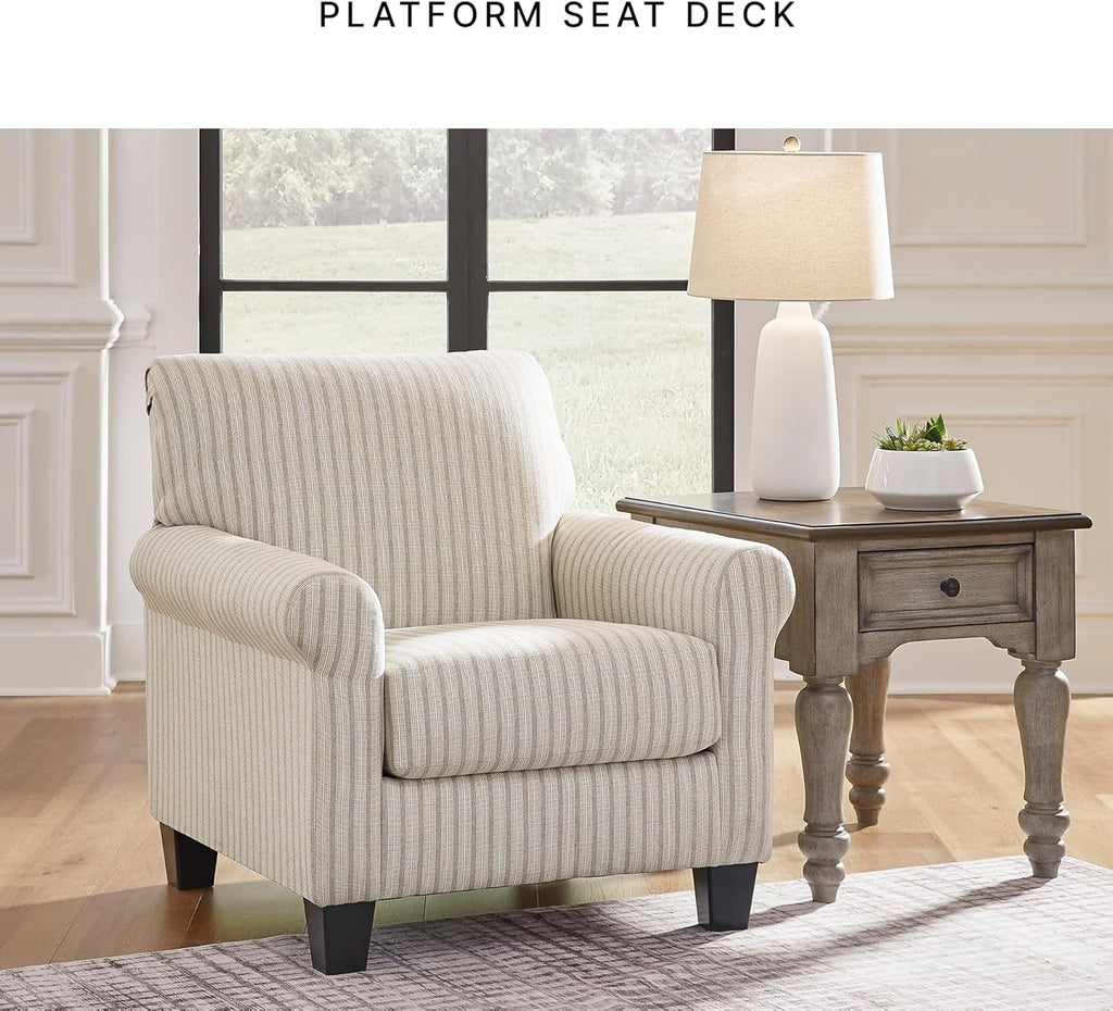 Signature Design by Ashley Valerani Classic Striped Upholstered Accent Chair, Beige