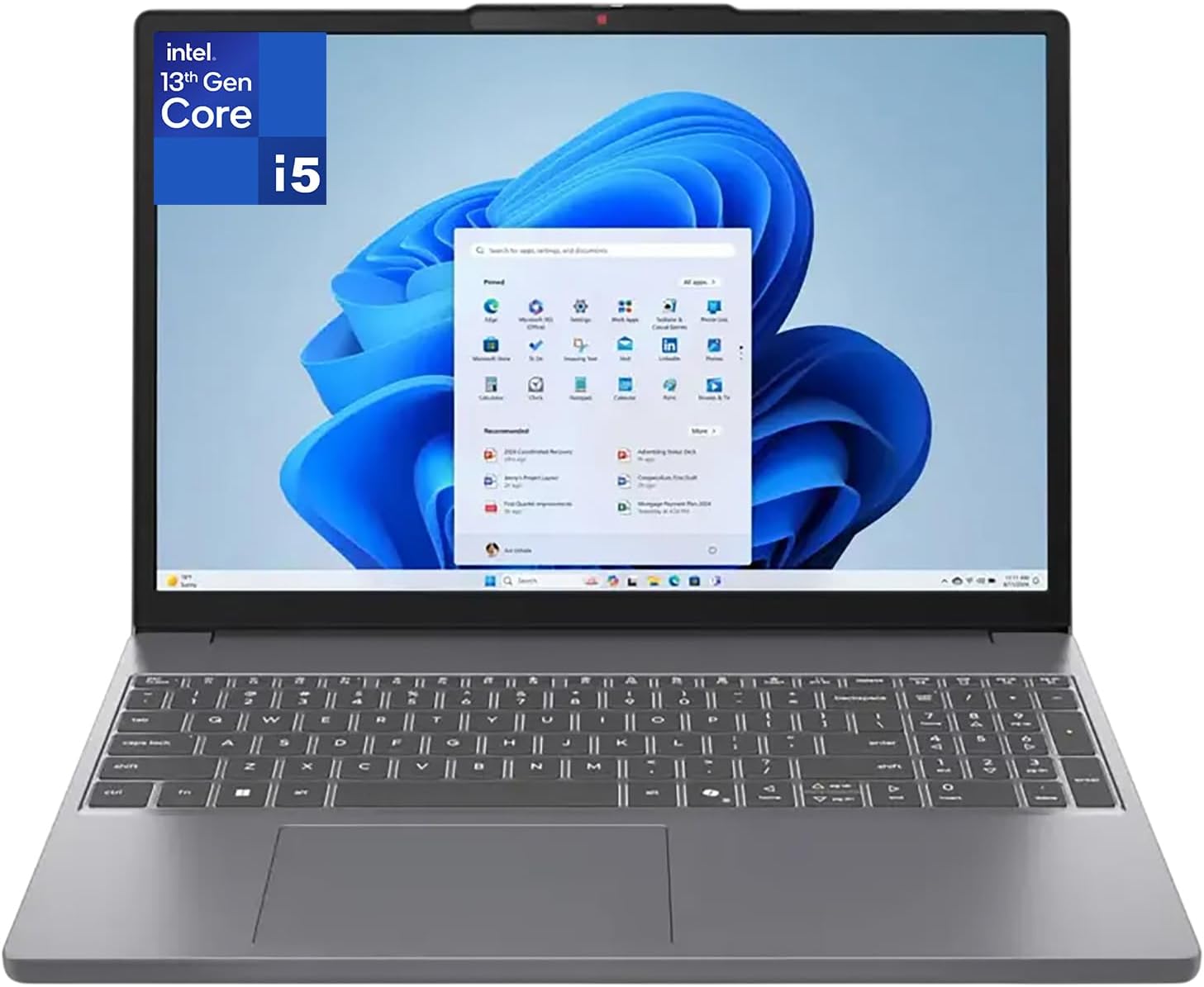 Lenovo IdeaPad Slim 3 Laptop 16" FHD+ Computer for Home Office, Intel 8-Core i5-13420H, 8GB DDR5 RAM, 256GB PCIe SSD, WiFi 6, Bluetooth 5.2, AI Copilot, Luna Grey, Windows 11 Home