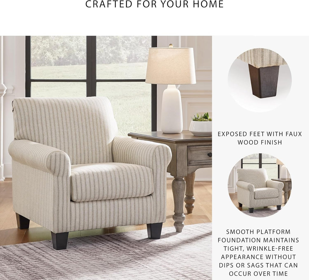 Signature Design by Ashley Valerani Classic Striped Upholstered Accent Chair, Beige