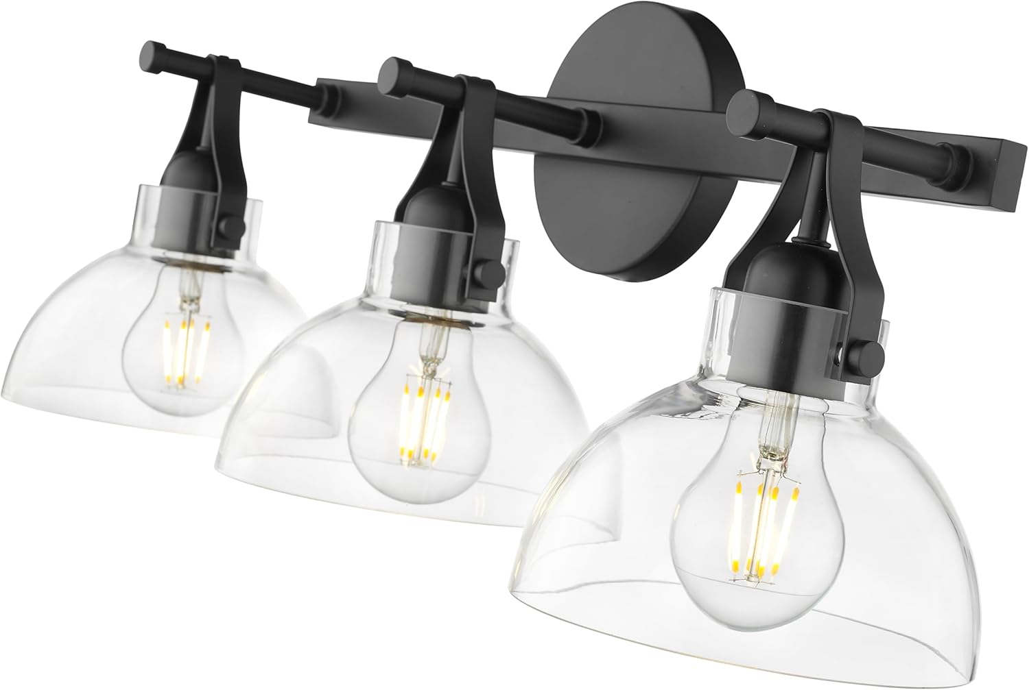 ML Lighting | 24103-MB | Indoor 3 Light Vanity in Matte Black with Clear Glass Shade | Elegant and Versatile Design for Any Bathroom