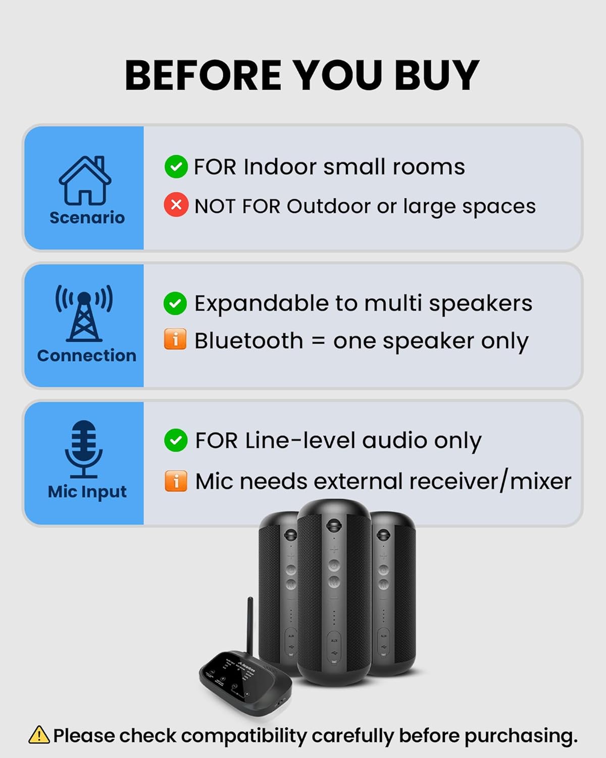 Avantree Harmony 2 – Multi-Room Wireless Speaker System with Bluetooth & Wired Inputs, Easy Setup, Expandable, 30ms Low-Latency Sync for Whole-Home, Meeting Rooms & Small Indoor Events
