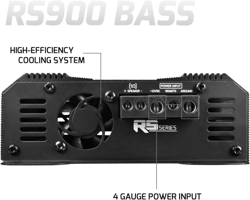 PRV AUDIO 900 Watts Mono Subwoofer Car Audio Amplifier RS900 BASS 1 Ohm – 12 Volts Monoblock Class D Amp, Built-in Crossover & Bass Boost with High Level Inputs