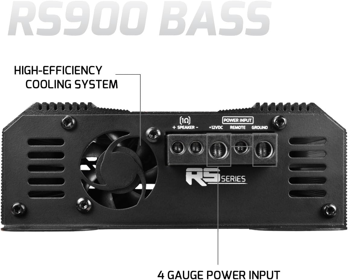 PRV AUDIO 900 Watts Mono Subwoofer Car Audio Amplifier RS900 BASS 1 Ohm – 12 Volts Monoblock Class D Amp, Built-in Crossover & Bass Boost with High Level Inputs