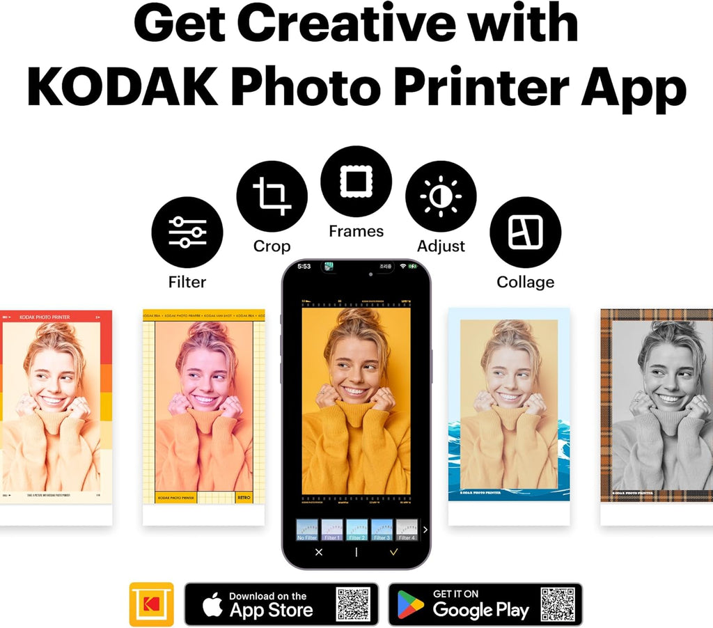 KODAK Mini 2 Retro 2x3 Portable Photo Printer, 38 Sheets, Bluetooth Smartphone Printer for iPhone & Android, Instant Color Prints, 4PASS Dye Sublimation, White