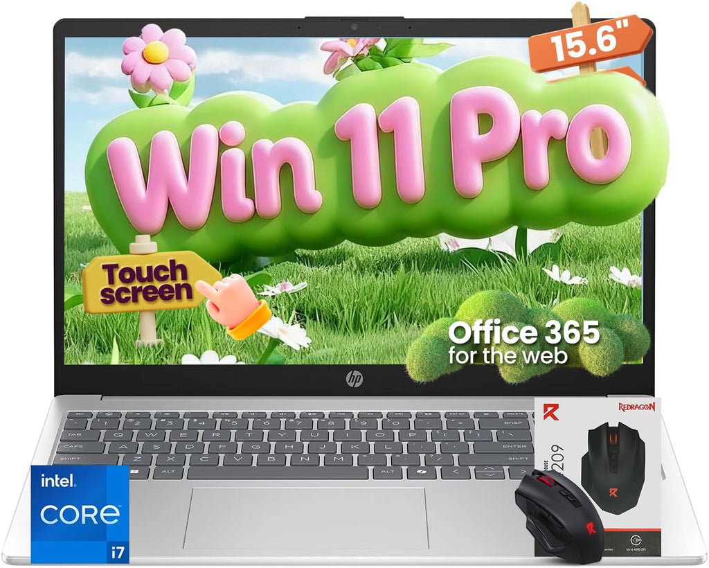 HP 15.6" Touchscreen Laptop for Business & Study, Intel Core i7-1355U, 20GB RAM, 512GB SSD, FHD Display, Iris Xe Graphics, Win 11 Pro, Copilot, Webcam, WiFi 6 & BT, Office 365 for the Web