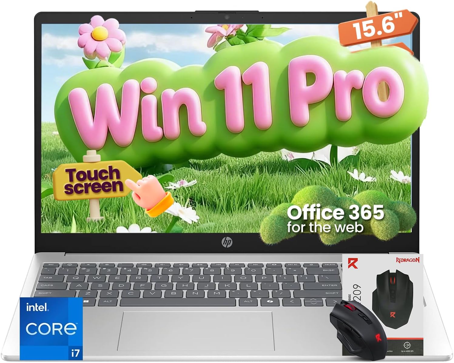 HP 15.6" Touchscreen Laptop for Business & Study, Intel Core i7-1355U, 20GB RAM, 512GB SSD, FHD Display, Iris Xe Graphics, Win 11 Pro, Copilot, Webcam, WiFi 6 & BT, Office 365 for the Web