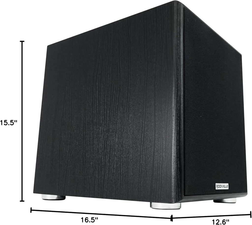Rockville Rock Shaker 10 Black 600W Powered Subwoofer, Class-D Amp, Adjustable Crossover, MDF Enclosure, for Home Theater and Studio